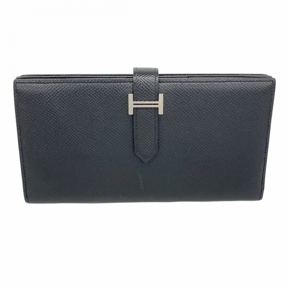 Hermes Hermès Bearn soufflet long wallet in Epsom leather, black, with T stam... - Picture 1 of 10